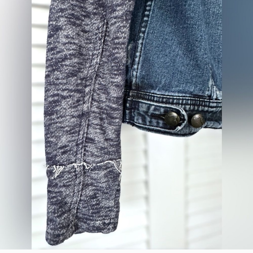 Free People Indigo Knit Hooded Denim Jacket - Picture 3 of 8